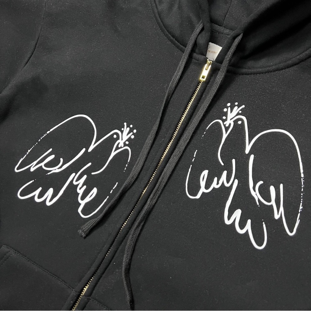 Aime Leon Dore Black Zip-Up Hoodie with White DoveGraphics - Picture 10 of 10